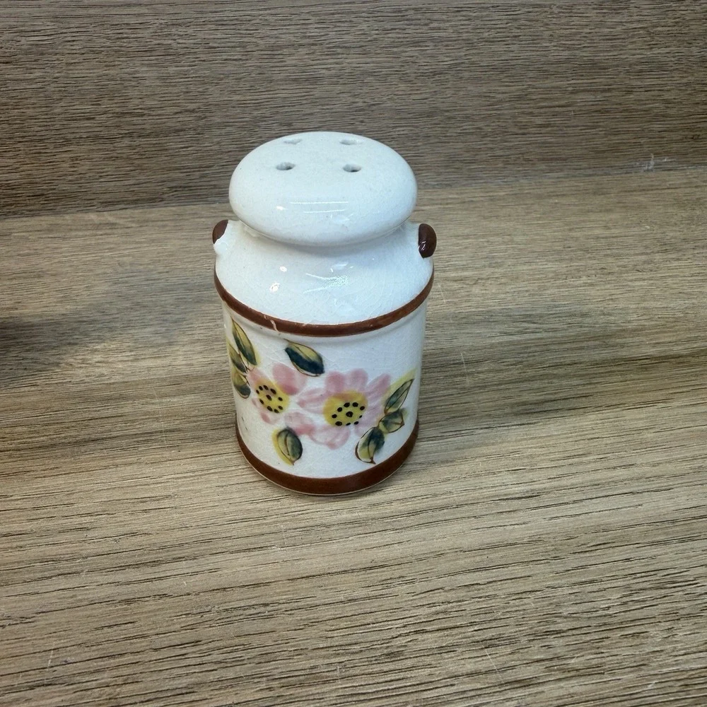 Vintage Ceramic Cow and Milk Can Salt and Pepper Shakers Japan Farmhouse Floral